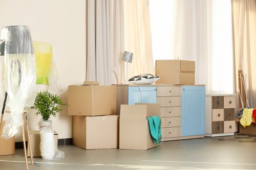 Careful loading of household boxes and furniture during a Hadley Wood move