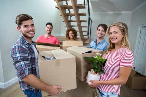 Removal van and moving boxes for a house move in Hadley Wood