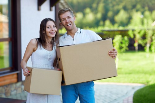Packed boxes and labelled moving essentials ready for relocation