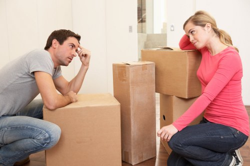 Professional packing service preparing fragile household items