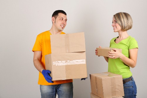 Boxes and furniture prepared for a residential move in a Hadley Wood property