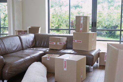 A well-organised house move with boxes and furniture ready for unloading